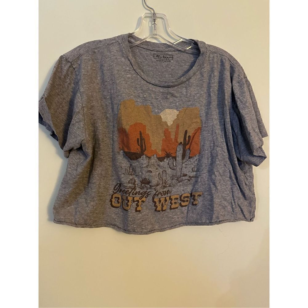 Miken Flow Grey Cropped Out West Graphic T Shirt